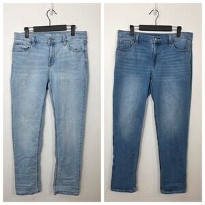 Old Navy Bundle Of 2 Light & Med. Wash Wow Boyfriend Mid Rise Jeans Size 6